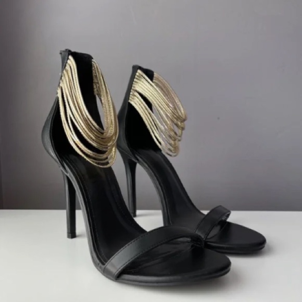 Forever 21 heels gold ankle straps sandal heel